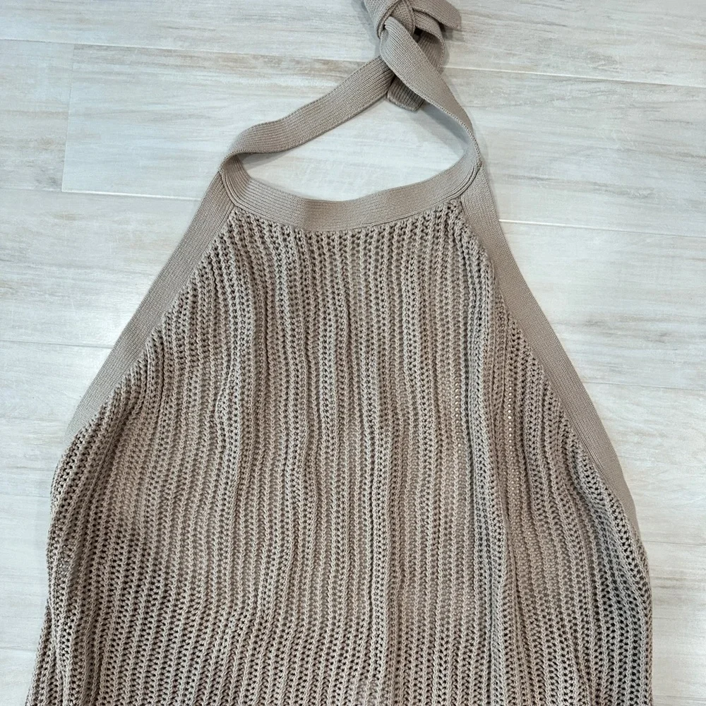 Summersalt Tan Crochet Halter Maxi Dress - Picture 4 of 9